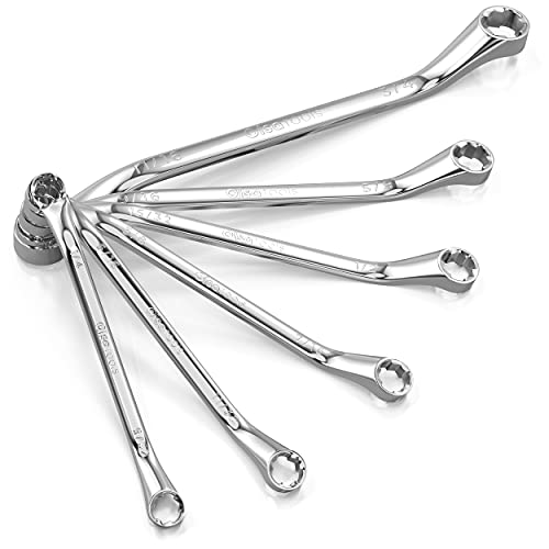 Olsa Tools 6pc Box End Wrench Set, 45-Degree Offset, Chrome Vanadium Steel, Includes Organizer Tray - color: 6pc Set, size: SAE