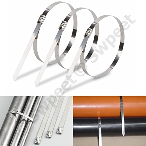 Swpeet 37Pcs 4" 8" 14" CV Joint Ear Clamp Banding Boot Clamp Tool with Stainless Steel Band Clamps Locking Metal Cable Zip Ties Kit, Perfect for Mounting CVT Joint Boots, ATV Axle Boot, Auto/ATV