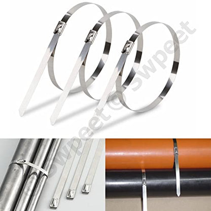 Swpeet 37Pcs 4" 8" 14" CV Joint Ear Clamp Banding Boot Clamp Tool with Stainless Steel Band Clamps Locking Metal Cable Zip Ties Kit, Perfect for Mounting CVT Joint Boots, ATV Axle Boot, Auto/ATV