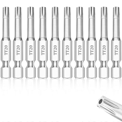T20 Torx Bits(10-Pack 2 Inch), 1/4 Inch Hex Shank S2 Steel Magnetic Security Tamper Proof star 6 Point Screwdriver bit set - style: TT20