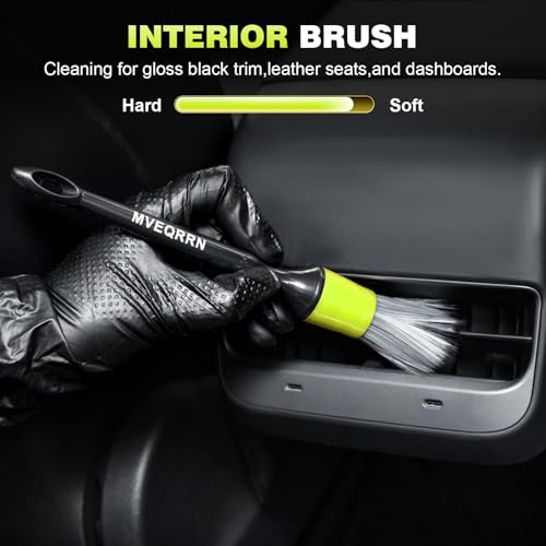 MVEQRRN 9PCS Boar Hair Car Detailing Brush Set,Car Wheel Brush Kit (Green) | Ultra Soft No Scratch, Car Dust Brush,Car Detailing Brushes Kit, Detail Brushes Car Detailing for Interior Exterior - color: 9pcs green detail wheel brush set