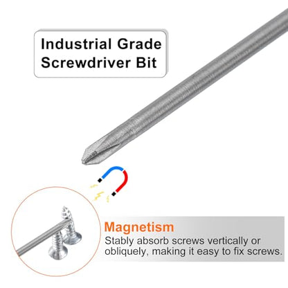 HARFINGTON 5pcs #0 Phillips Screwdriver Bit PH0 1/4" Hex Shank 3.15" (80mm) Long Magnetic S2 Steel Industrial Grade Screw Driver Bit Cross Head Electric Drill Bits 0.098" (2.5mm) Rod - size: PH0 x 80mm x 2.5mm