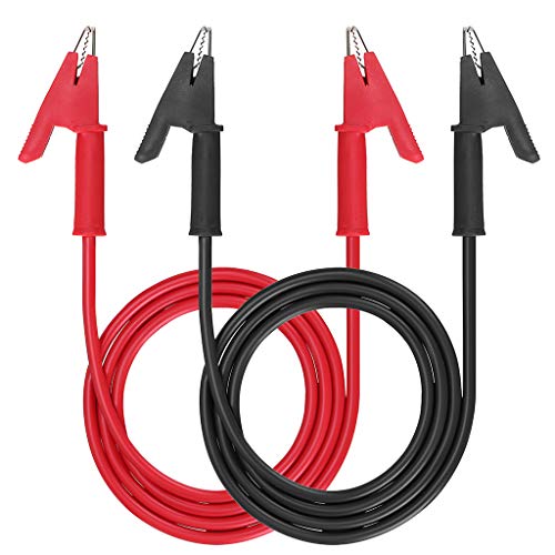 Sumnacon Dual Ended Crocodile Alligator Clips, 15A Test Lead Wire Cable with Insulators Clips, 2 Pcs 3.3 ft/1m Test Flexible Cable with Protective Jack Copper Clamps for Electrical Testing - size: 1 m