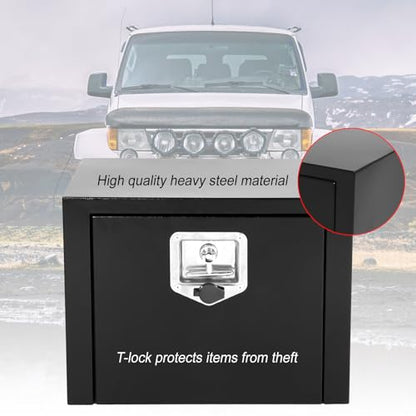 Steel Plated Underbody Truck Tool Box,Steel Truck Storage Organizer-Black | Waterproof Tongue Box for Storage with Smooth Surface for Truck, Pickup, RV, Trailer - Black, 18" x 12" x 14" Inch - size: 18" x 12" x 14"