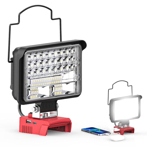 Ecarke LED Work Light Compatible with Milwaukee18V Battery, 128W Cordless Work Lights 12800LM of Flashlight Battery Light with Low Voltage Protection & Type-C & USB-A Charger Port(Tool Only) - size: 128W