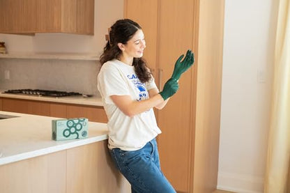 FRAMAR Biodegradable Green Gloves Latex Free Large – Disposable Nitrile Gloves Large, Cleaning Rubber Glove Disposable, Non Latex Hair Dye Glove 100 Pk - size: Large