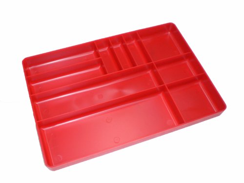 Protoco Tool Box Organization Plastic Tray with 10 Compartment, 16-Inch x 11-Inch x 1.5-Inch, Red - color: Red