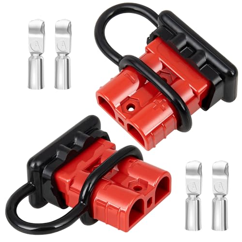 RED WOLF 50A Battery Quick Connector 6-12 AWG Jumper Cable Plug Flame-Retardant Anderson Type SB50 Plug Outdoor Power Quickly Connect/Disconnect Kit for Electrical System 12V-36V (2 PCs Red, 50A) - size: 50A, style: 2 PCs Red