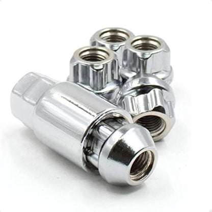 Wheel Accessories Parts 5 Locks + Key M14x1.5 14x1.5 Thread Open End 0.83" Long Locking Wheel Lug Nuts Lock Chrome Dual Hex Key 13/16" and 3/4" Hex Fits Most 2018+ Jeeps - color: Chrome