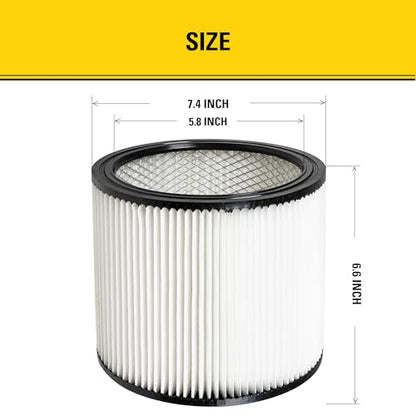 STANLEY Vacuum Filter Replacement 08-2501, Fit for Most 5-18 Gallon Wet Dry Vacuum Cleaner, Compatible with SL18115, SL18115P, SL18116, SL18116P, SL18191P, SL18199P, SL18117, SL18701P-10A, SL18410P-5A