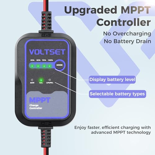 Voltset Solar Panel Kit 30W 12V with MPPT Controller, Solar Battery Trickle Charger Maintainer, Waterproof Solar Panel with Adjustable Mount Bracket for Boat RV Motorcycle Marine - size: 30W PRO