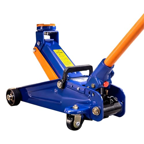 PONO Heavy Duty Low Profile Floor Jack - 2 Ton (4000 LBS) Capacity, 5.31''-13.2'' Single Pump Quick Lift Hydraulic Car Jack with Detachable Handle and Safety Valve for Low Cars Garage DIY Tire Change
