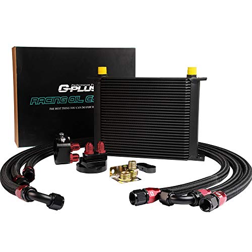 G-PLUS 30 Row 10AN-AN10 Universal Aluminum Engine Transmission Oil Cooler Kit Oil Filter Relocation Kit Black - color: Black, size: Separation style