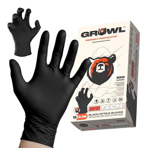 GrowITECH 3.5 Mil Black Nitrile Gloves, Powder-Free, Textured Fingertips, Fentanyl Tested, Sizes S–XXL, 100 or 1000 - size: X-Large