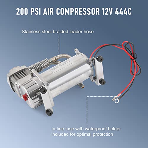 DICMIC 12V 444C 200 PSI Chrome Air Compressor for Auto/Motorcycle - size: 1Pc