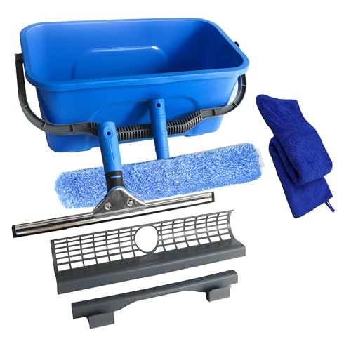 Window Washing Kit,Window Cleaning Squeegee Kit with Bucket | window Cleaning Tool,Squeegee with Shelf Storage for Window Cleaning,window squeegee for home Outdoor Commercial Use - size: 17.7"L x 10.63"W x 7.87"H