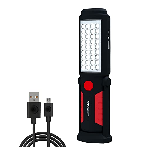 Wolfteeth Rechargeable Magnetic LED Work Light for Mechanics - 360° Rotating Underhood Flashlight with Magnetic Base, Portable Worklight for Auto Repair/Camping/Outdoor Emergencies