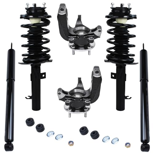 Detroit Axle - Front Steering Knuckles & Wheel Hub Bearing Struts w/Coil Spring Rear Shock Absorbers Replacement for 2006-2007 Ford Focus - size: 6AQU47692/ strut shock sway kit
