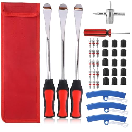 14.5" Tire Spoon Lever Iron Tool, Motorcycle Bike Professional Tire Changing Kit,with 3 Pcs Rim Protectors,Repair Tool Kit,39-Piece Tire Levers Set, Tire Changing Tool