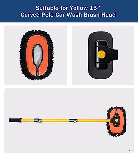 YeewayVeh Car Wash Brush Replacement Cover, Soft Microfiber Car Wash Mop Head Compatible with 55" Long Handle Car Wash Brush and 15° Curved Pole Car Wash Mop, Orange - color: Orange (Brush Head)