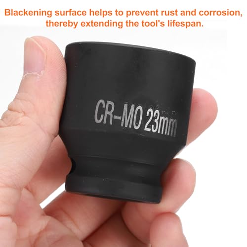 HARFINGTON 2pcs 4 Point Square Socket 1/2" Drive 23mm Metric Square Impact Socket CR-MO Blackening Standard Wheel Sockets Pneumatic Socket Tool for Auto Repair Mechanical Maintenance Home Use - size: 23mm