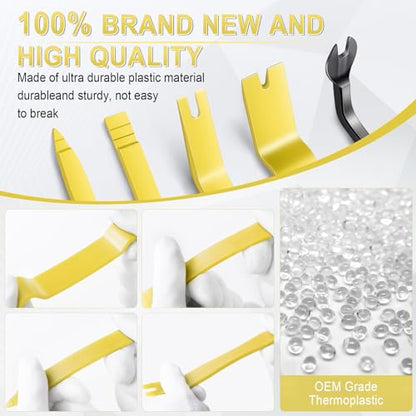 5 pcs Auto Trim Removal Tool Kit, No Scratch Plastic Pry Tool Kit - Interior Door Panel Clip Fastener Removal Set for Vehicle Dash Radio Audio Installer (Yellow) - color: Yellow