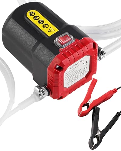 Oil Extractor Pump 12V 80W, Electric Oil Pump for Engine Oil Change, Car Fluid Pump for Motor Oil, Gear Oil, Transmission Fluid Transfer, Upgrade Overload Oil Removal Pump for Car, Mower, Boat, Red - color: Red
