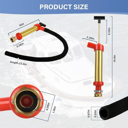 34060-0130 Marine Oil Extractor Pump 10.25" Long, 1.25" Diameter | Brass Boat Oil Change Pump for Oil Change,Boat Oil Extractor Pump Compatible with OMC/Mercruiser, 1 Gallon/Minute Output