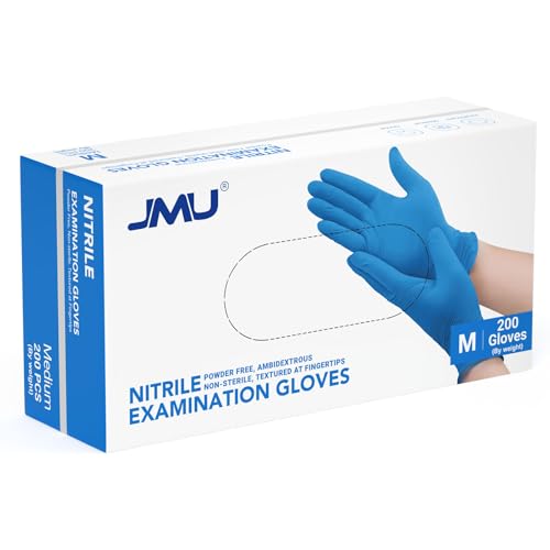 JMU Blue Nitrile Gloves Medium, 200 Count Disposable Medical Exam Gloves, 3.5 Mil, Latex Free & Powder Free - size: Medium