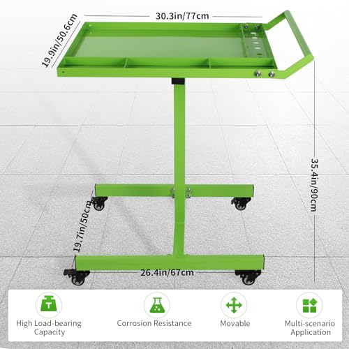 Rolling Tool Tray,220lbs Capacity Tear Down Work Table with Wheels,Rolling Work Table for Garage, Shop, DIY(Green)