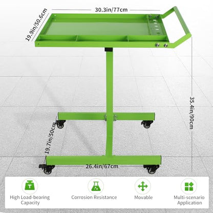 Rolling Tool Tray,220lbs Capacity Tear Down Work Table with Wheels,Rolling Work Table for Garage, Shop, DIY(Green)