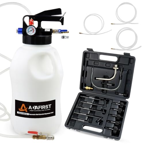 Transmission Fluid Transfer Pump Kit, 10L Pneumatic Fluid Extractor and Dispenser Tool with Adapter for ATF Fill, Gear Oil Refill, Differential Oil, Garage and Shop Fluid Evacuator and Filler - color: Black Case