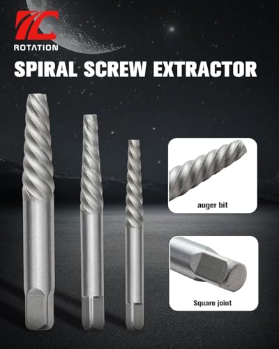 ROTATION 10-Piece Screw Extractor and Left-Hand Drill Bit Set, Easy Out Bolt Remover Kit for Stripped Screws & Broken Bolts, Reverse HSS & CR-MO Cobalt Steel Extraction Tool
