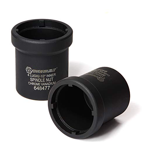 Powerbuilt Spindle Nut Socket, Removal Spindle Nuts, 4-Lug, Dodge, Chevy, Ford, GM Trucks, Hub Sockets, Truck Repair Tool - 648477 - style: 4-Lug, 2-1/2" Inner