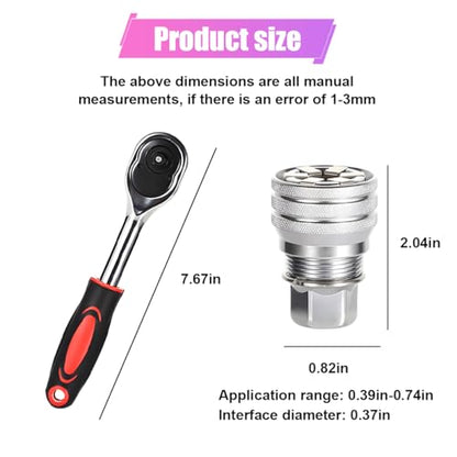 ZIMISI Universal Socket Wrench, 10-19mm Magic Sleeve Tool (Ratchet) | Adjustable Manual Socket Set with Ratchet Wrench for Power Drill, Torque Wrench, 3/8" Drive Ratchet - size: Socket Wrench/Ratchet Wrench