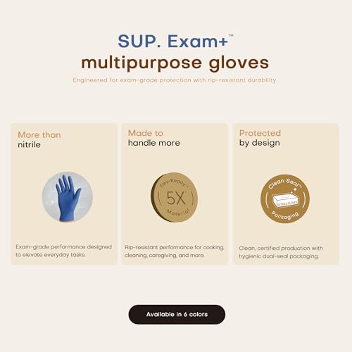 SUP Powder-Free Nitrile Exam Gloves, Food Safe Latex-Free Medical Non-Sterile Cooking Disposable Glove, Blue 100/1000 Count - color: Large (Med Blue 1000)