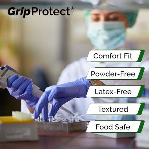 GripProtect Precise Nitrile Gloves 4 Mil, Chemical Resistant Gloves | "Small Textured Grip for Mechanics, Tattoos, Food Prep & Cleaning – Medical Grade Disposable Gloves, 100 Count " - size: Small (Pack of 100)