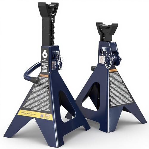 Big RED Jack Stands 6 Ton with Double Locking, 14.2-23.8 inch Adjustable Height for Lifting Cars, SUV, Van, 12000 lb Capacity, 1 Pair - color: BLUE, size: 6 TON DOUBLE LOCKING