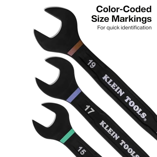 Klein Tools 69408MG Ratcheting Combination Wrench Set, Metric, 8-Piece, 8 to 19 mm, Steel Alloy, Foam Pouch, 90-Tooth