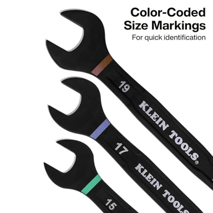 Klein Tools 69408MG Ratcheting Combination Wrench Set, Metric, 8-Piece, 8 to 19 mm, Steel Alloy, Foam Pouch, 90-Tooth