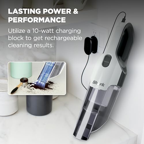Shark Cyclone PET Handheld Vacuum with, HyperVelocity Suction, Powerful Pet Hair Pickup, Lightweight, XL Dust Cup, Including Upholstery Tool, 8" Crevice Tool, Scrubbing Brush, Pearl White, AA701 - color: Pearl White