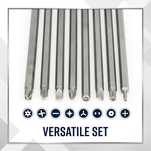 Bates- Long Screwdriver Bits, 6 Inch, 32 pcs, 1/4" Shank, S2 Steel, Long Screwdriver Bit Set