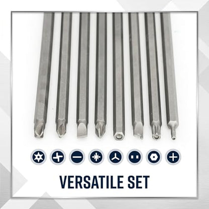 Bates- Long Screwdriver Bits, 6 Inch, 32 pcs, 1/4" Shank, S2 Steel, Long Screwdriver Bit Set