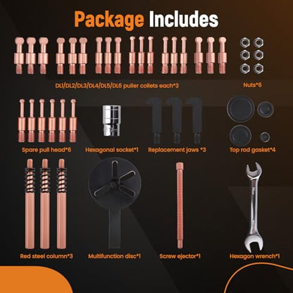 maXpeedingrods 36-in-1 Bearing Puller Set, Inner Bearing Puller Separator Kit, Blind Hole Bearing Removal Tool Bearing Disassembly Gear Puller - style: 3 Jaw Puller(36 Pcs)