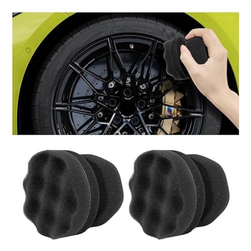 2 PCS Tire Shine Applicator, Reusable Foam Car Tire Dressing Applicator Pads with Ergonomic Design, Durable Automotive Detailing Sponge Tool for Applying Tire Shine (Black, Small) - size: Small