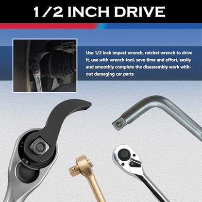 2PCS Pry Bar Wrench Adapter 4-Point & 8-Point with 1/2" Drive,Adjustable Bull Horn Pry Bar Adapter CV Axle Removal Tool,Ratchet Prys Bars Attachment for Half Shaft Removal (Style 1) - color: Style 1