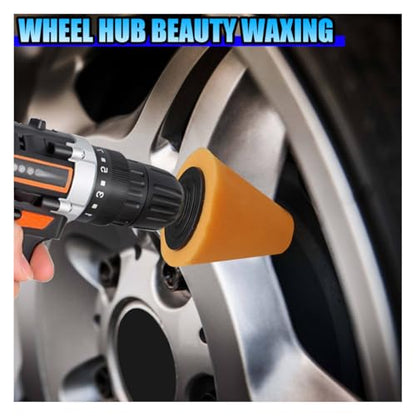 6PCS Car Drill Buffing Polishing Sponge Pads for Wheel Hub Cleaning - Car Cone Metal Polish Foam Sponge Buffing Polishing Balls for Auto Wheel Care&Detail Cleaning - Auto Buffer Polisher Kit