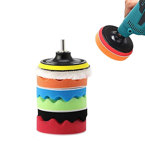 Yesallwas Car Foam Drill Polishing Pad Kit 8Pcs,4 Inch Buffing Pads Kits Drill Buffer Attachment,Thin Sanding Sponge for Drill Buffing,Car Sanding,Polishing,Waxing,Cleaning Set (4 Inch) - size: 4"/100mm 8pcs