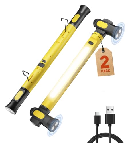Under Hood Work Light Bar, 3000 Lumens LED, Magnetic Work Light with Hooks, 5200mAh Rechargeable Work Light for Car Repairing, Garage, Mechanic - 2 Pack, Yellow - color: Yellow