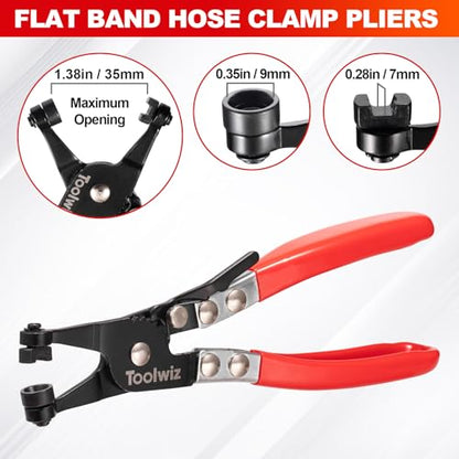 Toolwiz 6 pcs Fuel Line Pliers Set, for Automotive Repair with Storage Bag | Hose Clamp Plier, Panel Removal Tool, Hose Removal Plier, 30 Degree Push Pin Pliers, 2 pc 9" Electrical Disconnect Tool - style: 6 Pack